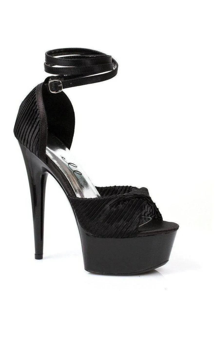 609-CHIFFON Platform Sandal | Black Patent