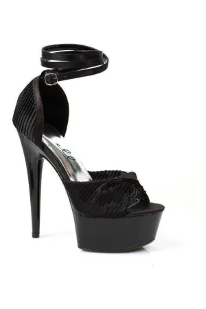 609-CHIFFON Platform Sandal | Black Patent