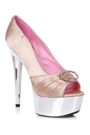 609-LAUREN Platform Pump  | Champagne Genuine Satin