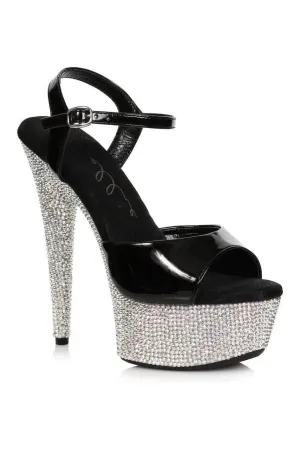 609-MAXINE Stripper Sandal | Black Patent