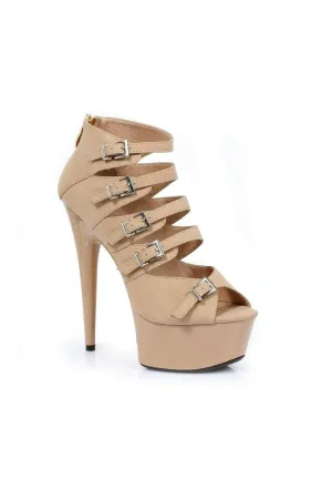 609-UNA Platform Sandal  | Nude Faux Leather