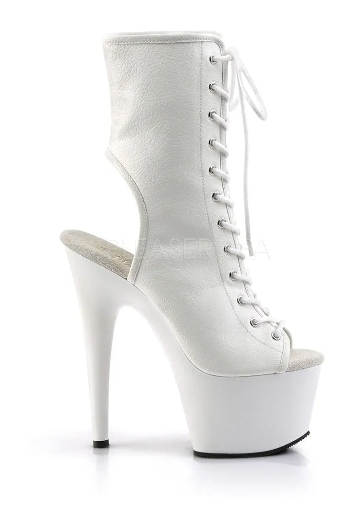 ADORE-1016 Platform Boot  | White Faux Leather