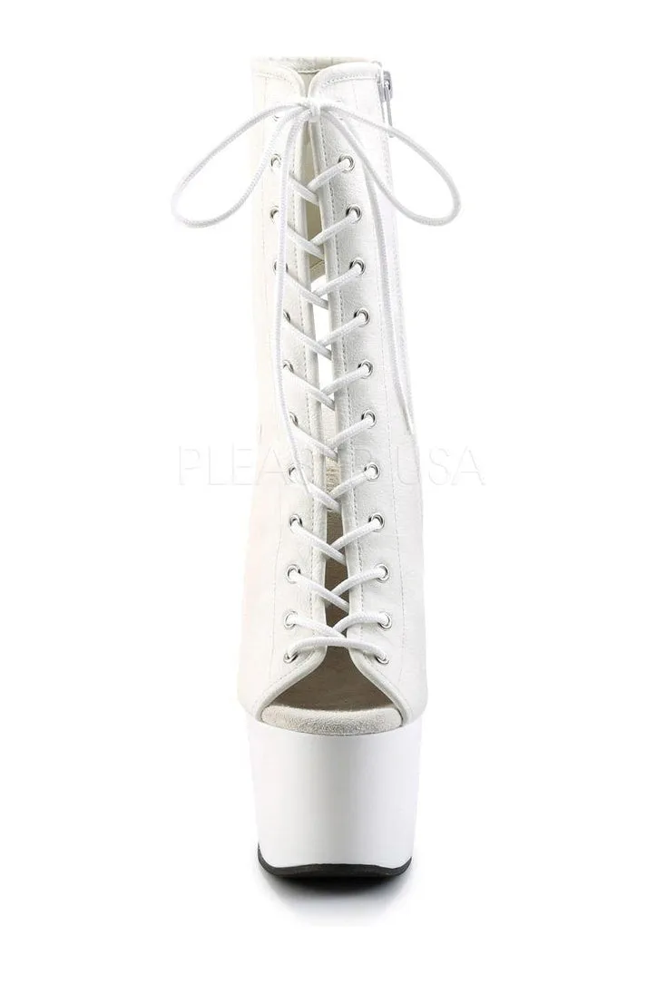 ADORE-1016 Platform Boot  | White Faux Leather