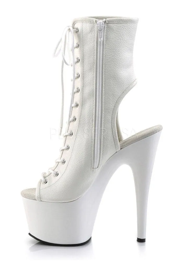 ADORE-1016 Platform Boot  | White Faux Leather