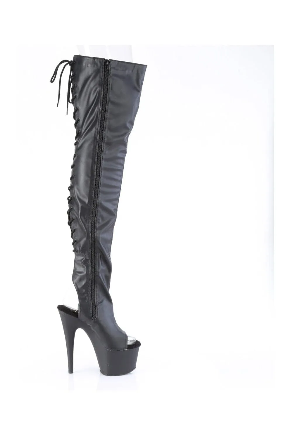 ADORE-3017 Black Faux Leather Thigh Boot