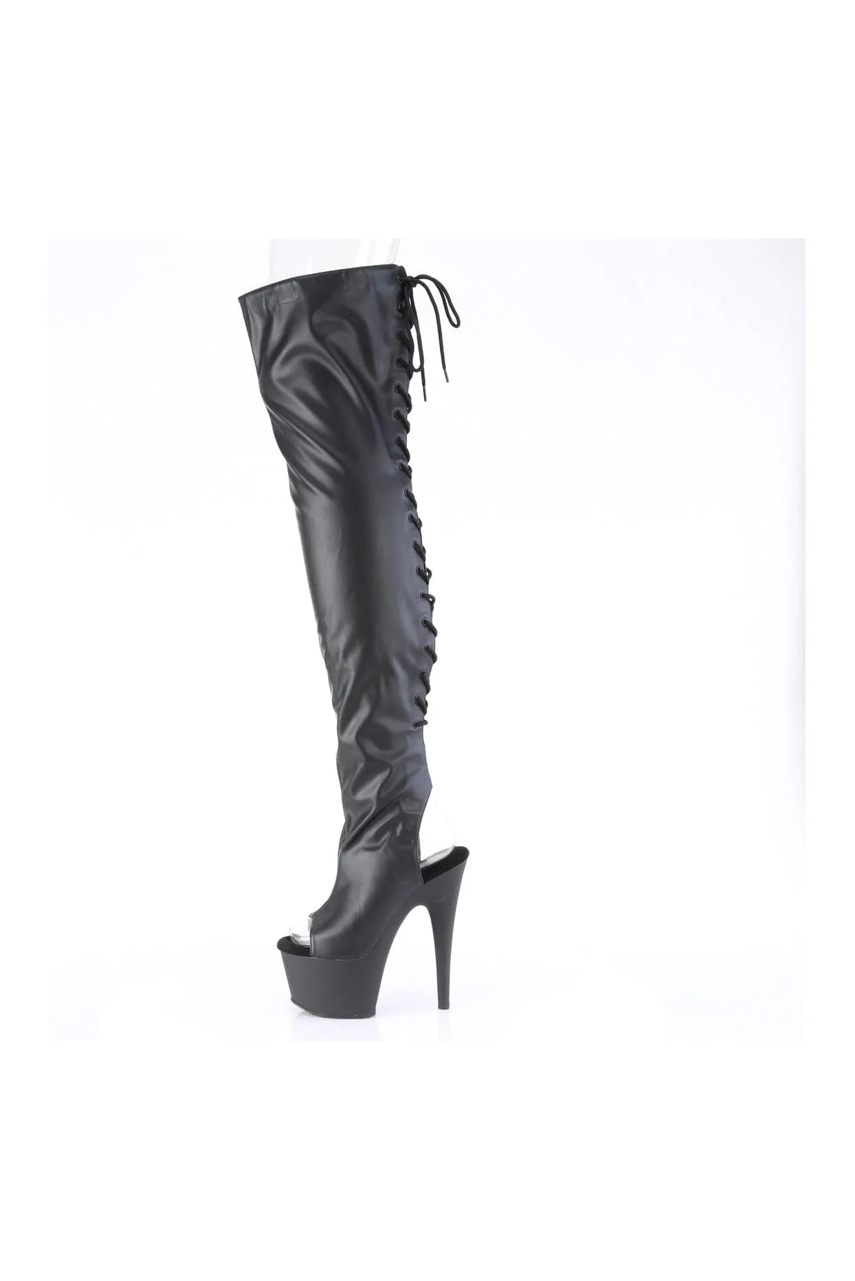 ADORE-3017 Black Faux Leather Thigh Boot