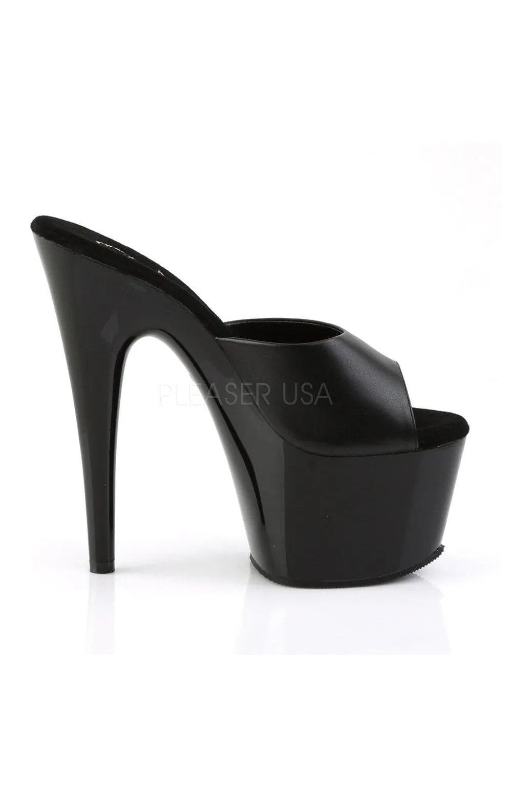 ADORE-701 Platform Slide  | Black Genuine Leather