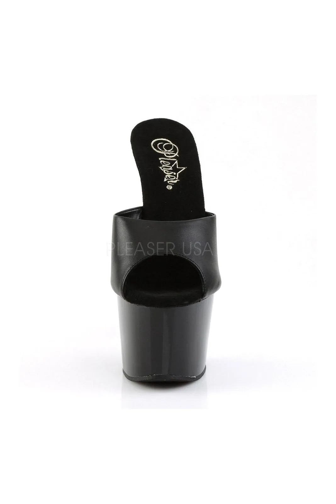 ADORE-701 Platform Slide  | Black Genuine Leather