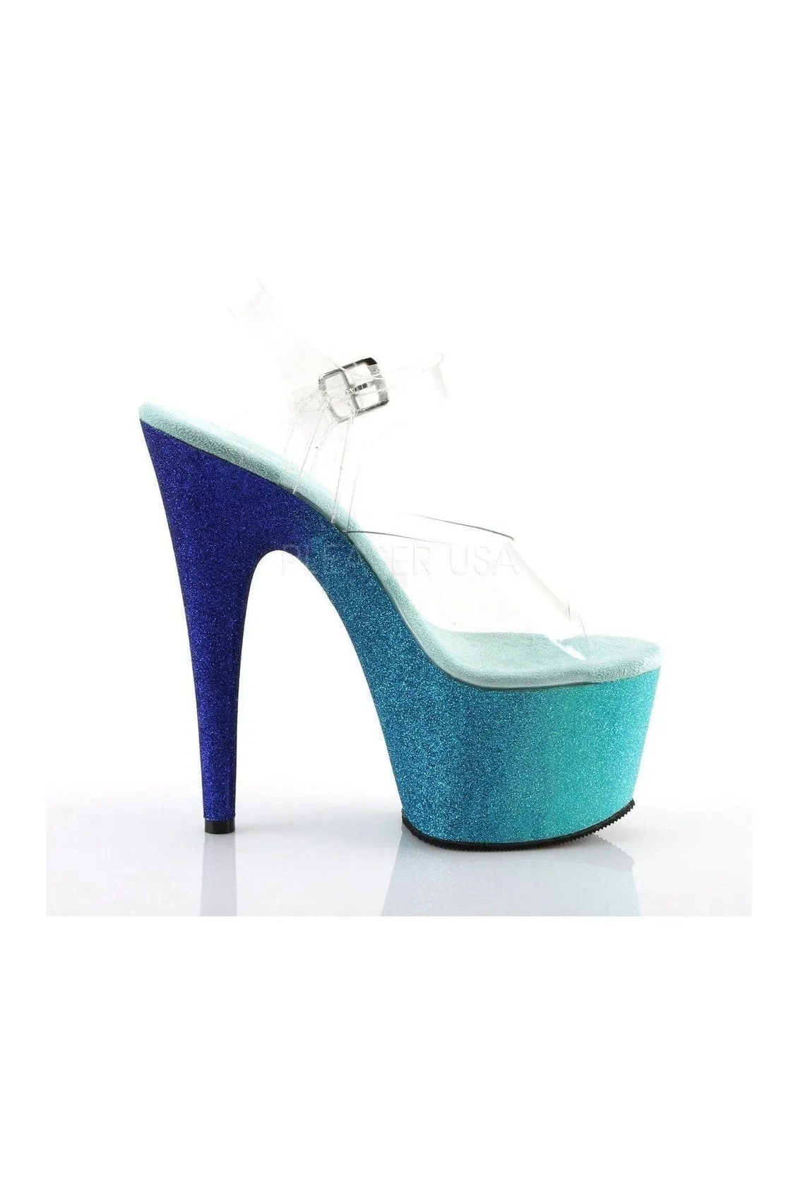 ADORE-708OMBRE Platform Sandal  | Blue Vinyl