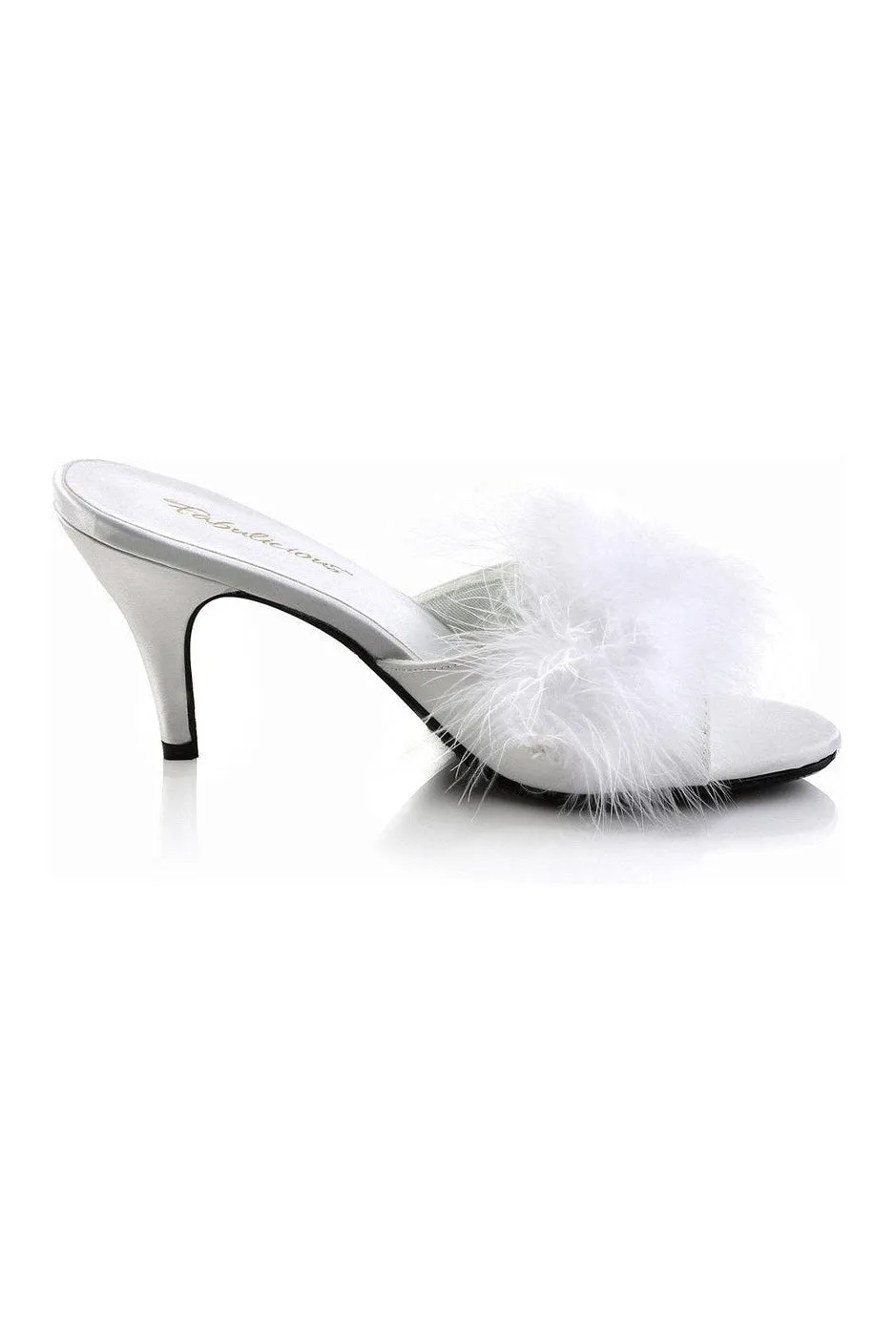 AMOUR-03 Slide | White Genuine Satin
