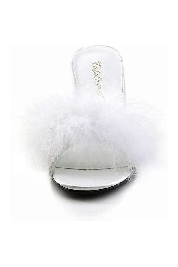 AMOUR-03 Slide | White Genuine Satin