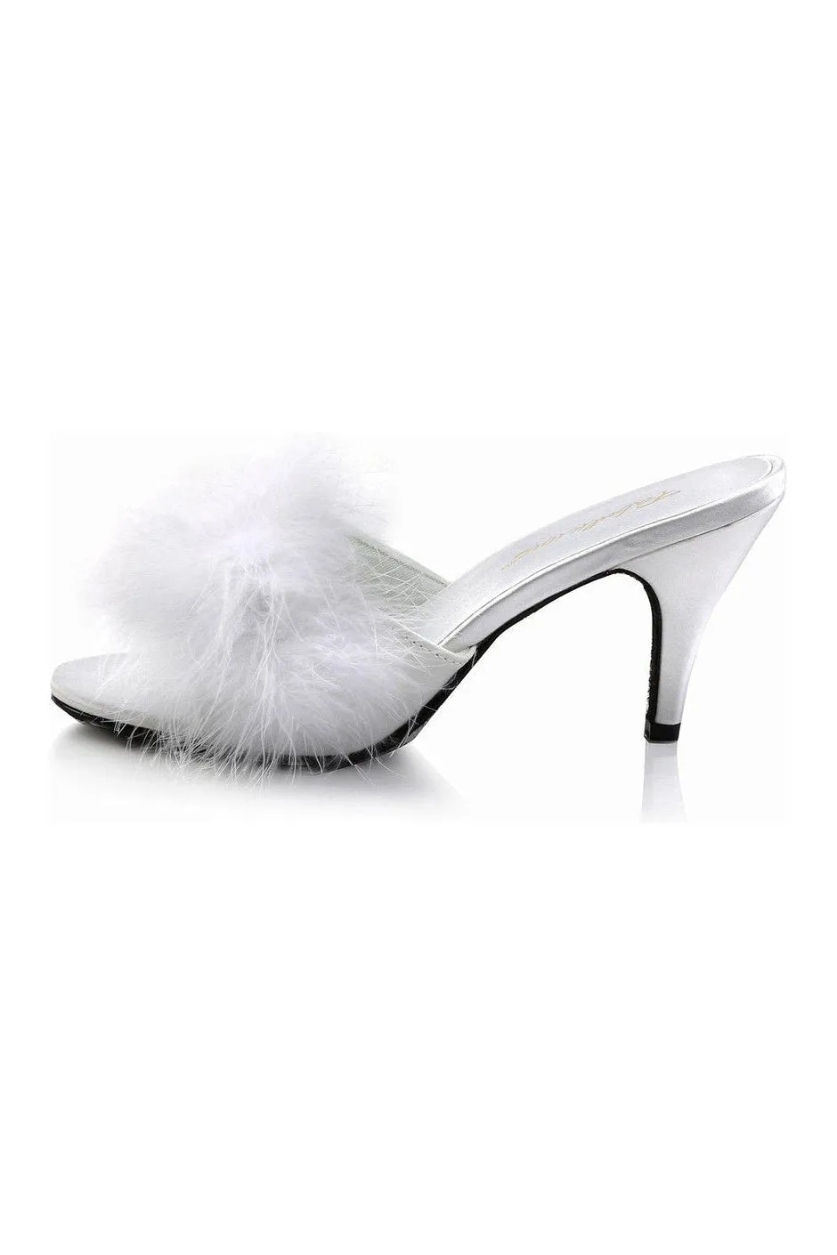 AMOUR-03 Slide | White Genuine Satin