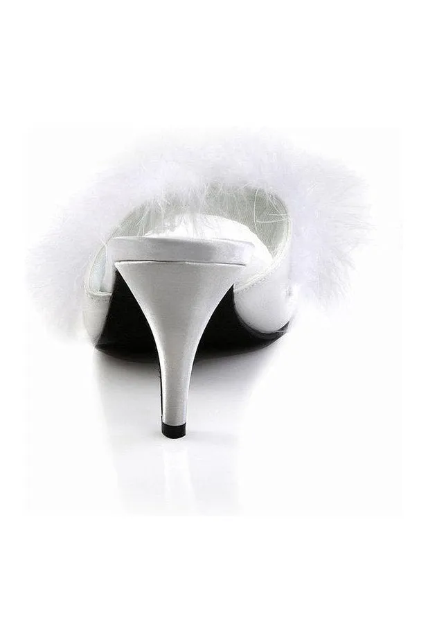 AMOUR-03 Slide | White Genuine Satin