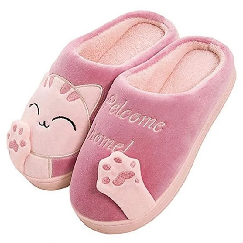 Animal Slippers Non-slip Soft Fur Plush Warm Indoor