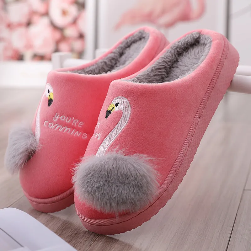 Animal Slippers Non-slip Soft Fur Plush Warm Indoor