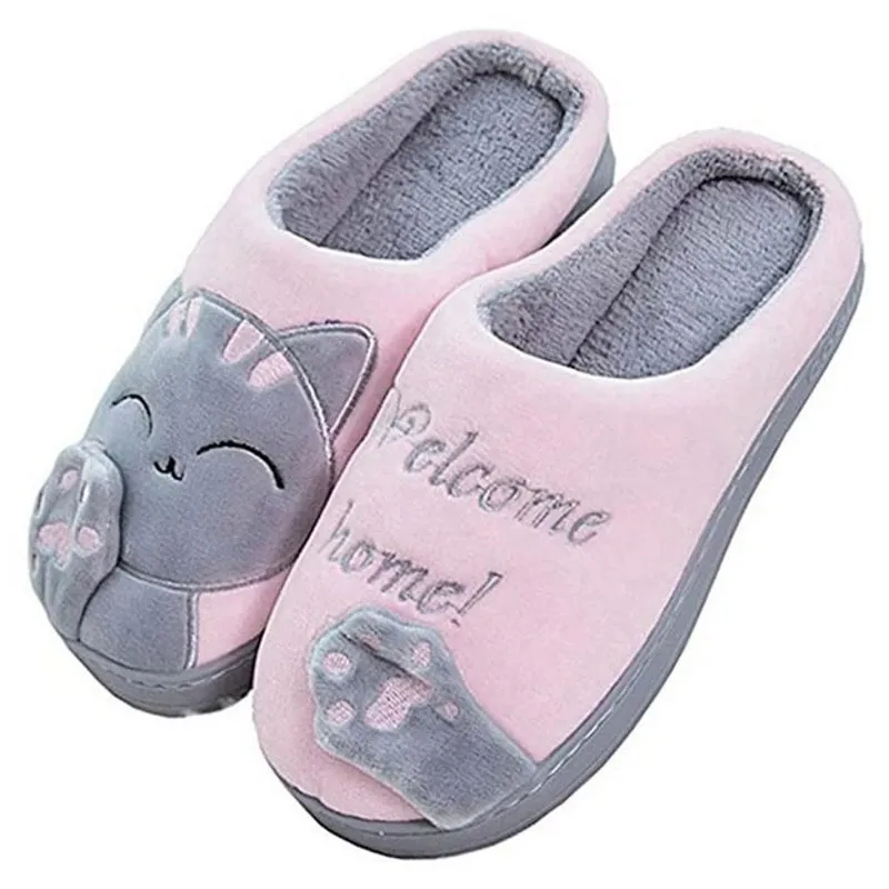 Animal Slippers Non-slip Soft Fur Plush Warm Indoor