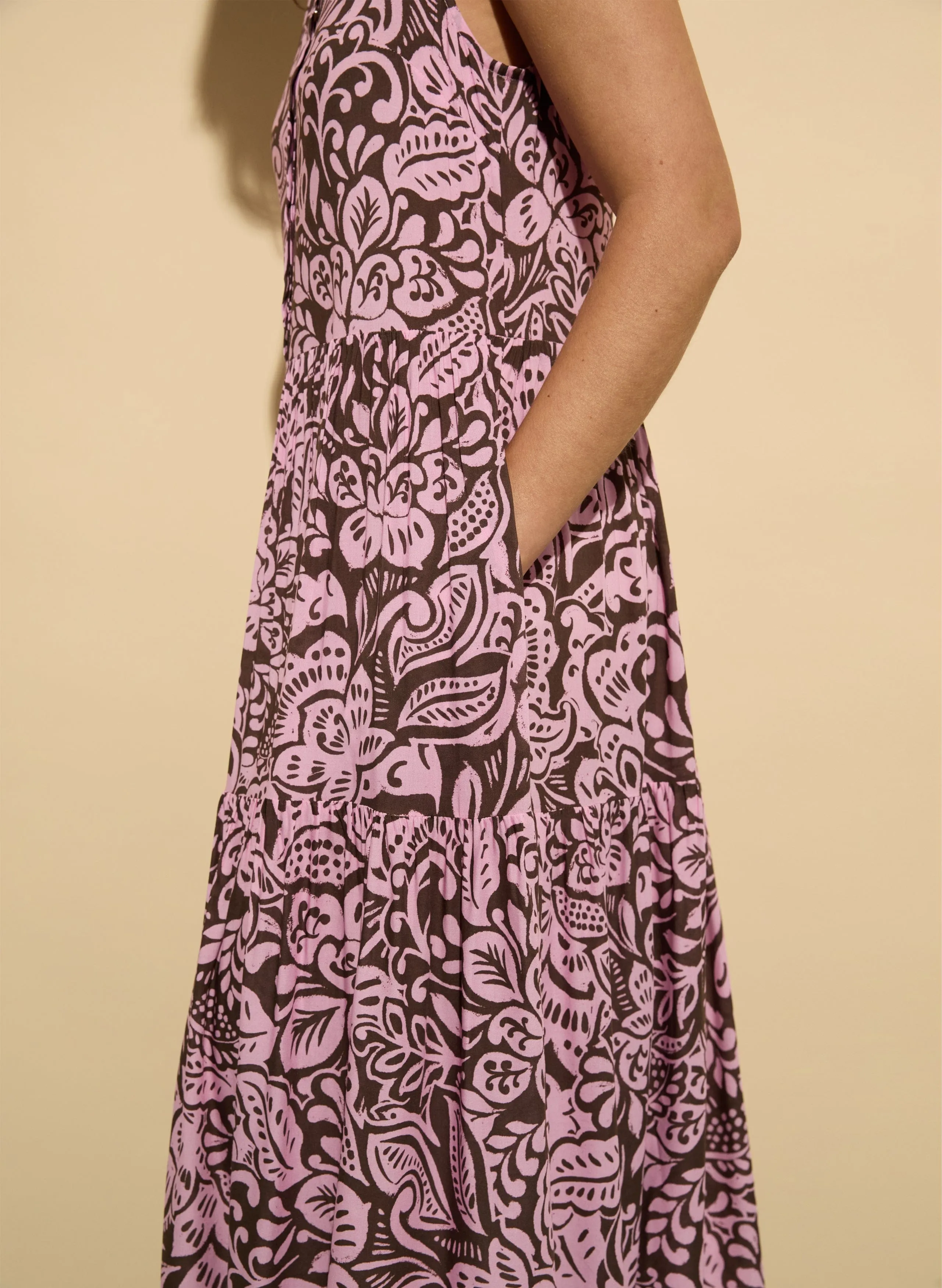 Annmarie LENZING™ ECOVERO™ Sleeveless Printed Dress | Pink Stencil