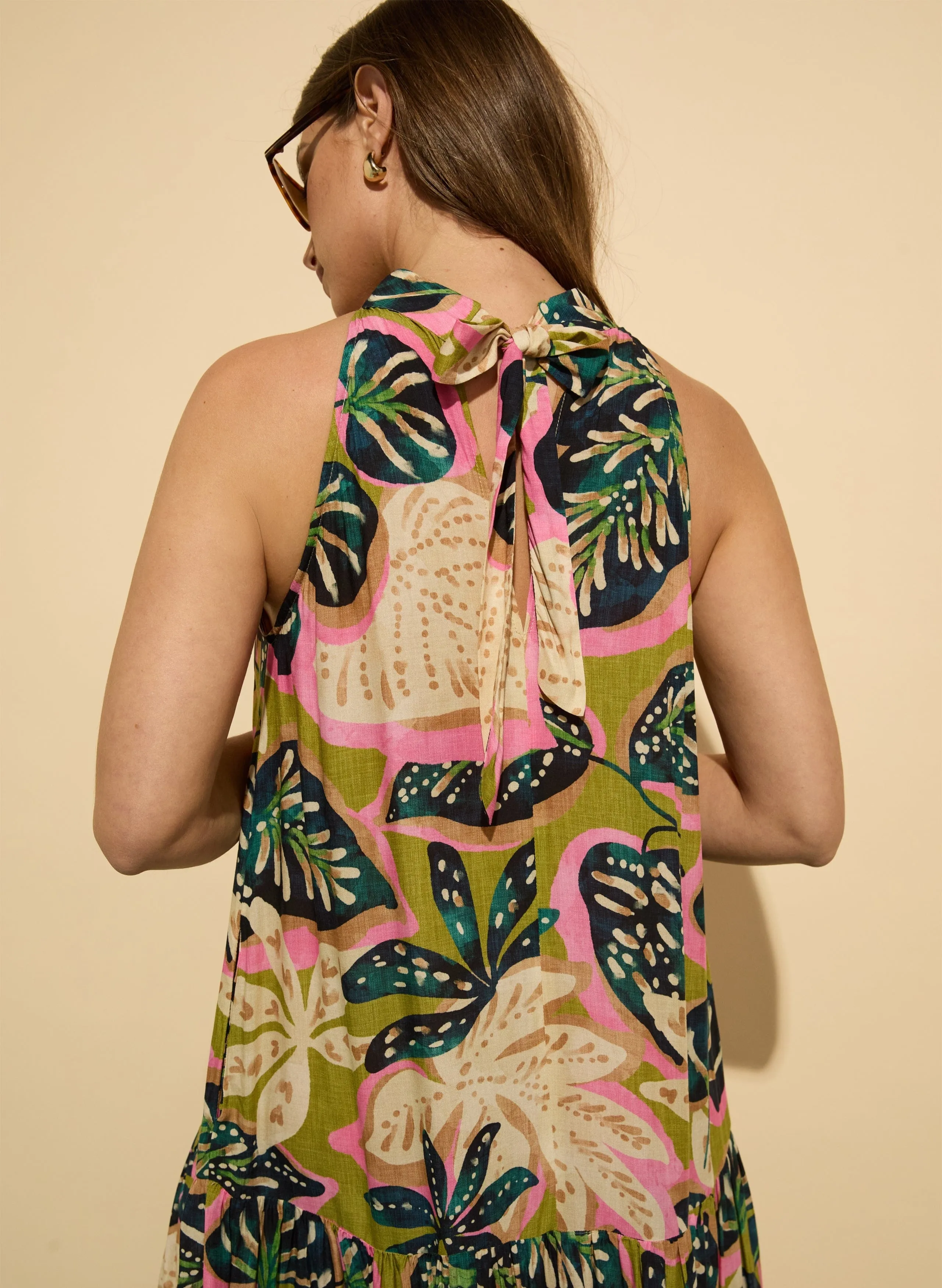Anouk LENZING™ ECOVERO™ Printed Sleeveless Maxi Dress | Lime Palm