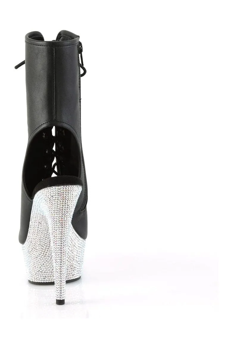 BEJEWELED-1016-6 Black Faux Leather Ankle Boot