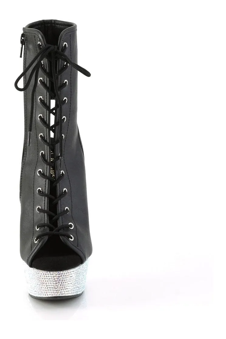 BEJEWELED-1016-6 Black Faux Leather Ankle Boot