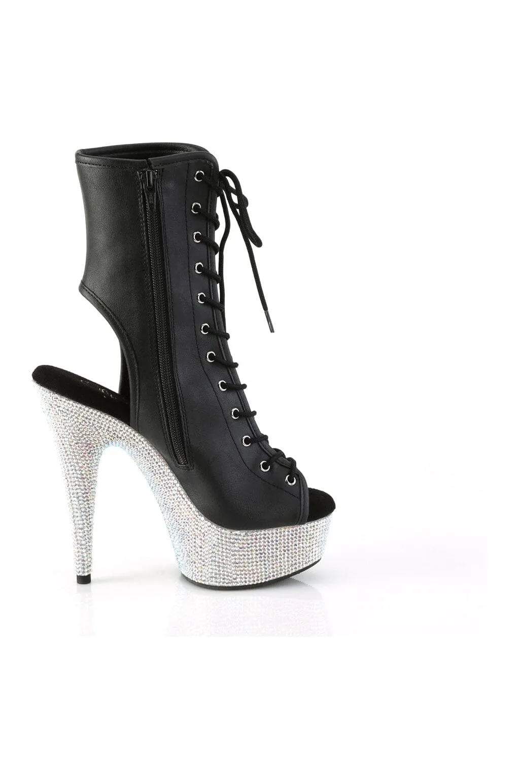 BEJEWELED-1016-6 Black Faux Leather Ankle Boot