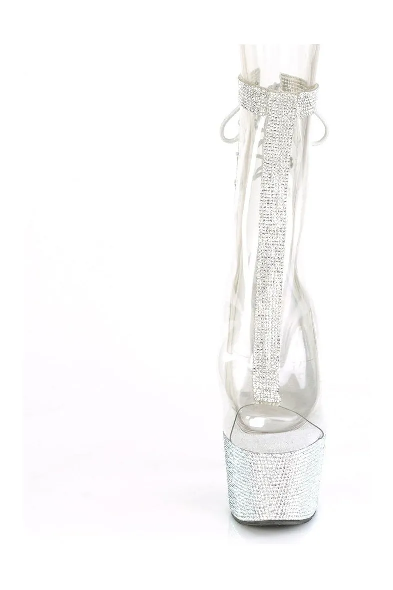 BEJEWELED-1018C-2RS Exotic Ankle Boot | Clear Vinyl