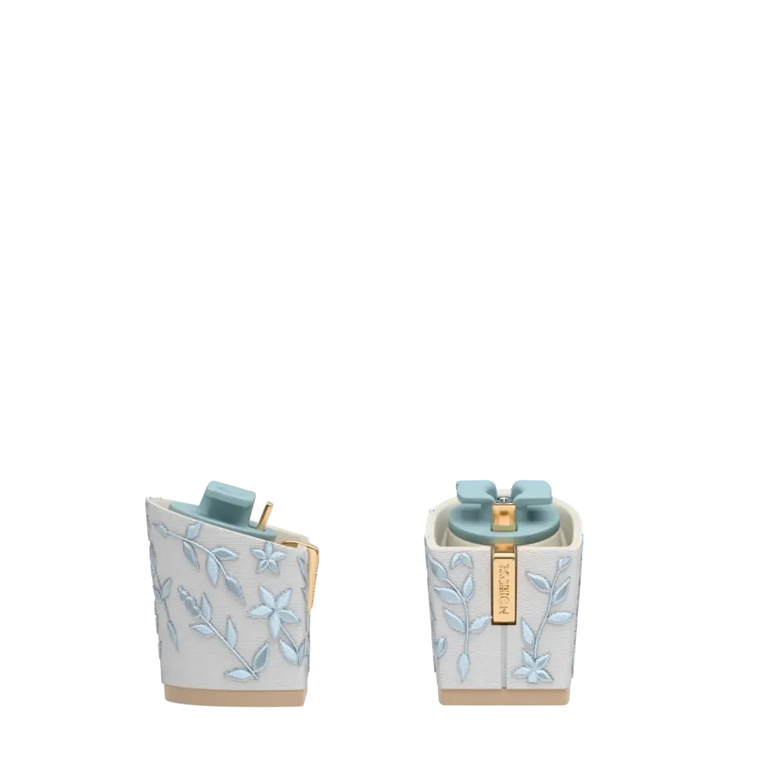 Block Heel Kit 3 White Floral Embroidery