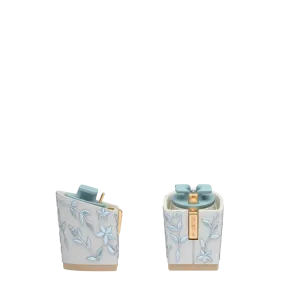 Block Heel Kit 3 White Floral Embroidery