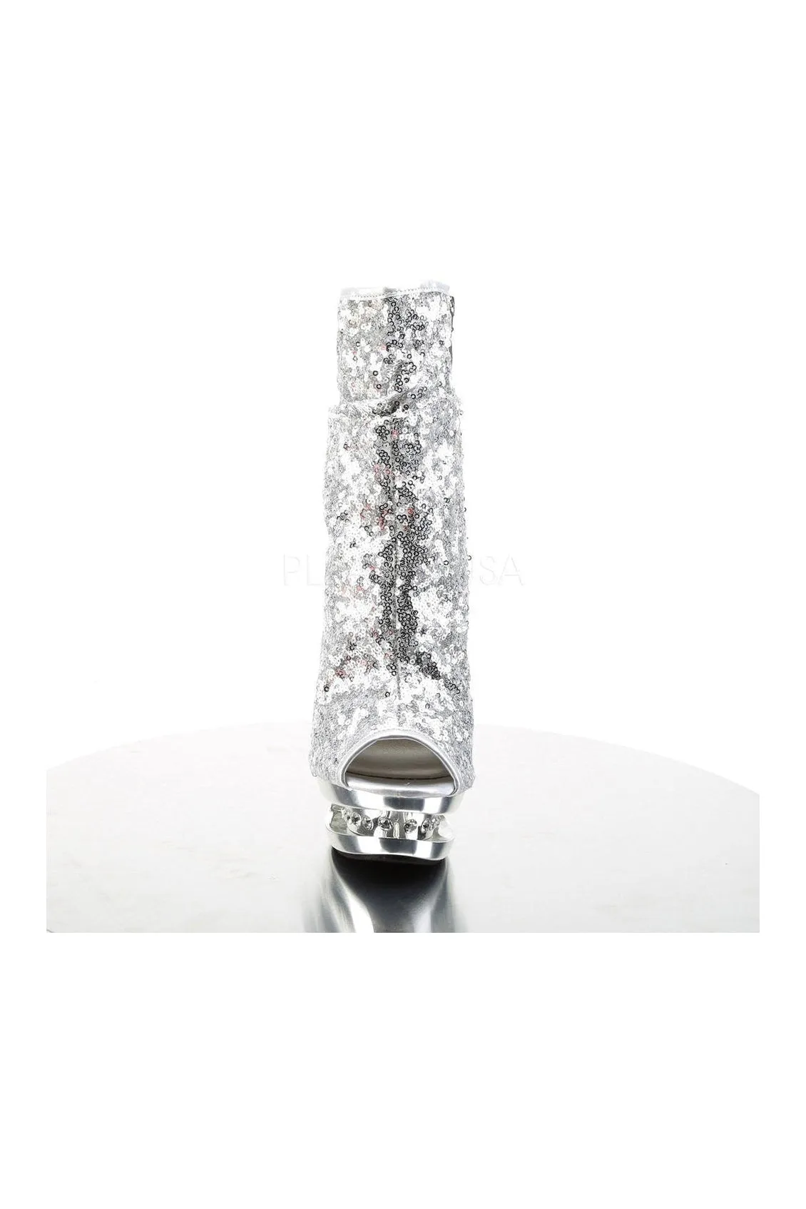 BLONDIE-R-1008 Platform Boot  | Silver Sequins