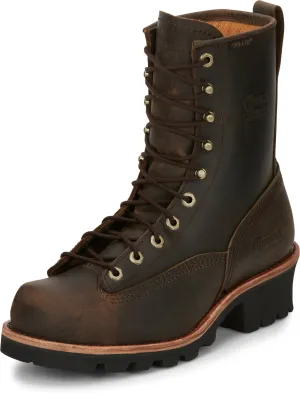 Chippewa Mens Paladin 8in Waterproof Logger Bay Apache Leather Work Boots 11.5 M
