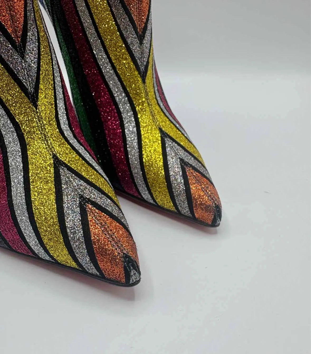 Christian Louboutin Multi Size 39 So Kate Stripe Glitter Suede Ankle Boots