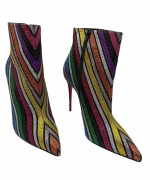 Christian Louboutin Multi Size 39 So Kate Stripe Glitter Suede Ankle Boots