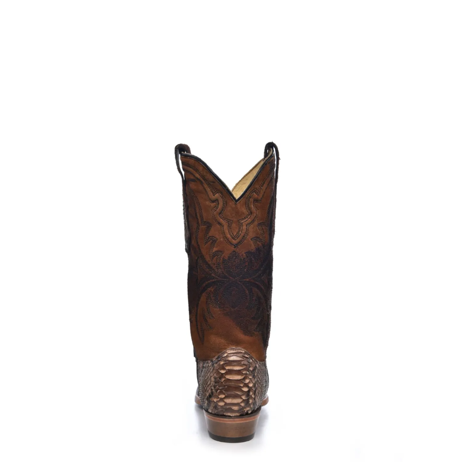 Corral Mens Embroidery Lamb Snip Toe Brown Python 12in Cowboy Boots 11.5 D