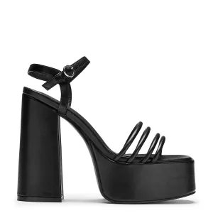 Cosette Black Platform Strappy Heels