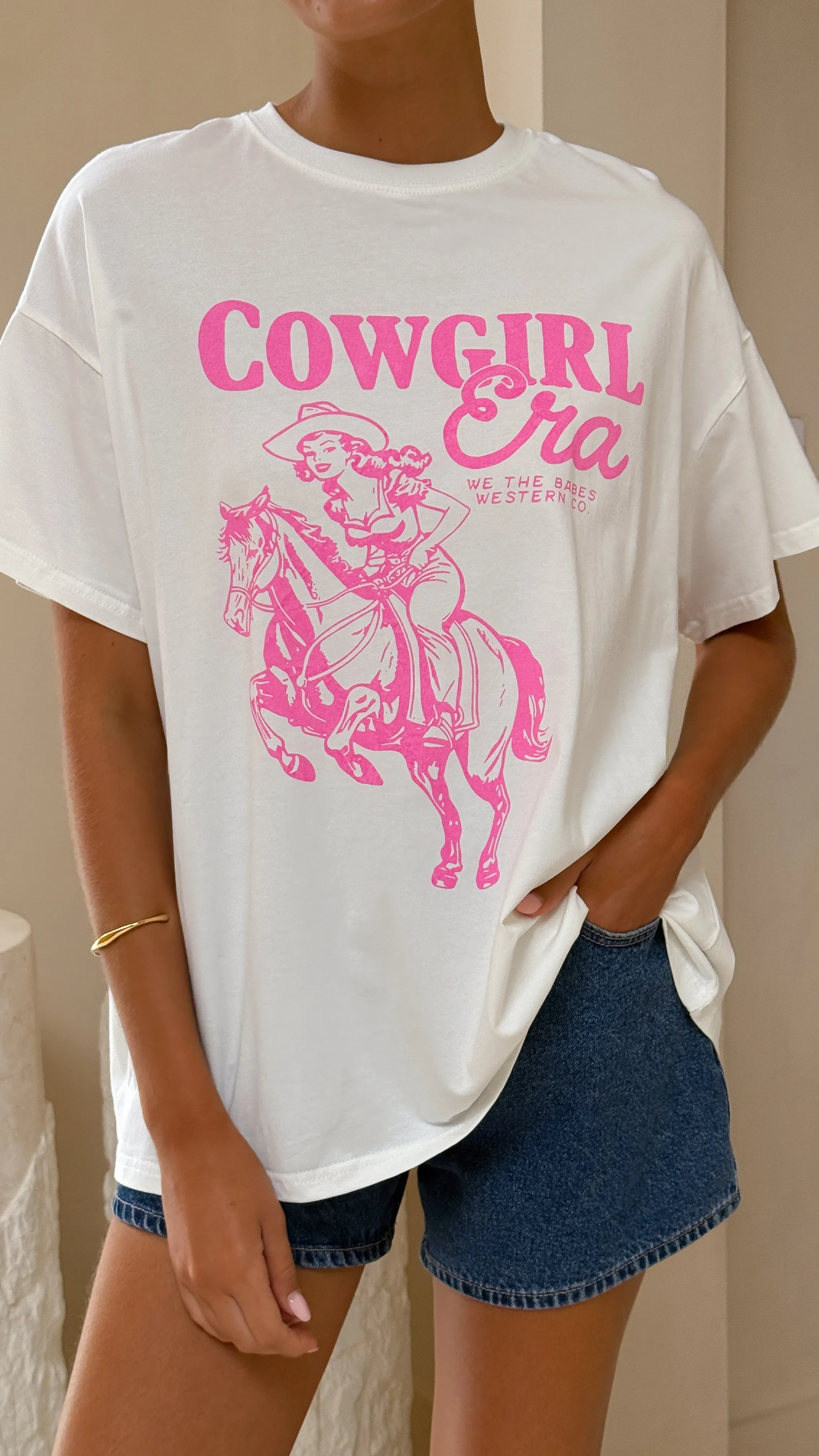Cowgirl Era Top - White/Pink