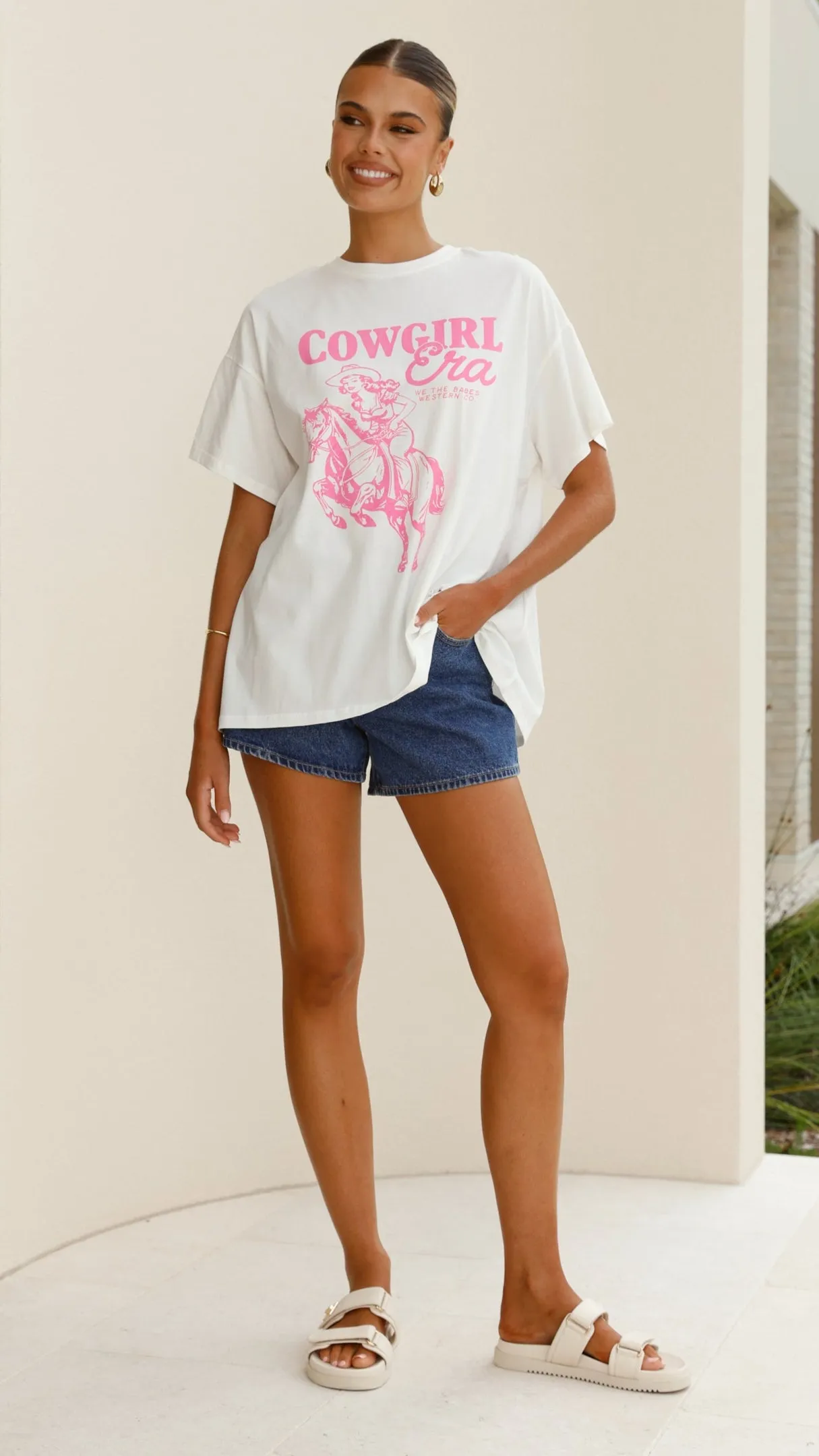 Cowgirl Era Top - White/Pink