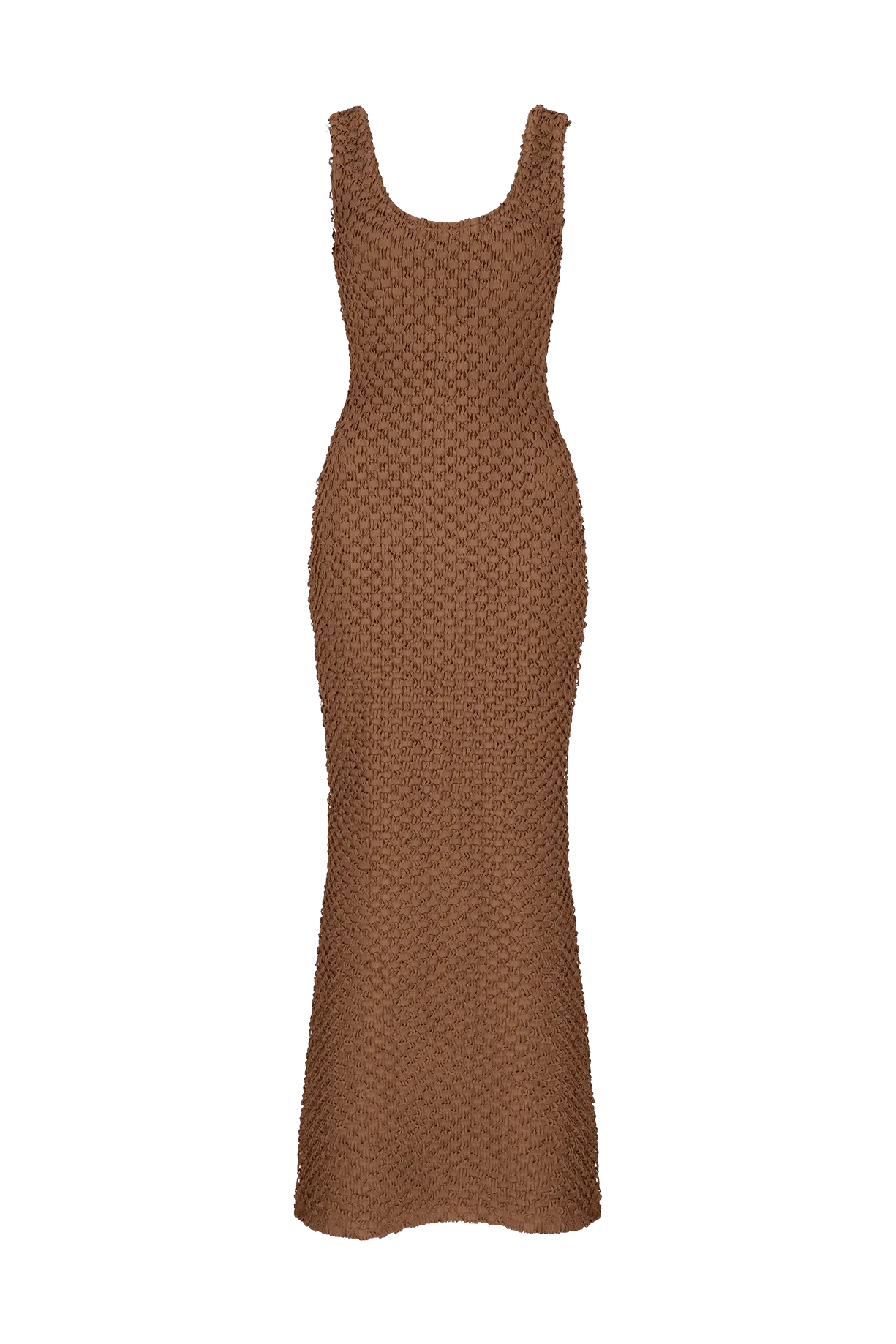 CURAAE Quinn Textured Mermaid Flared Tank Maxi Dress In Coco