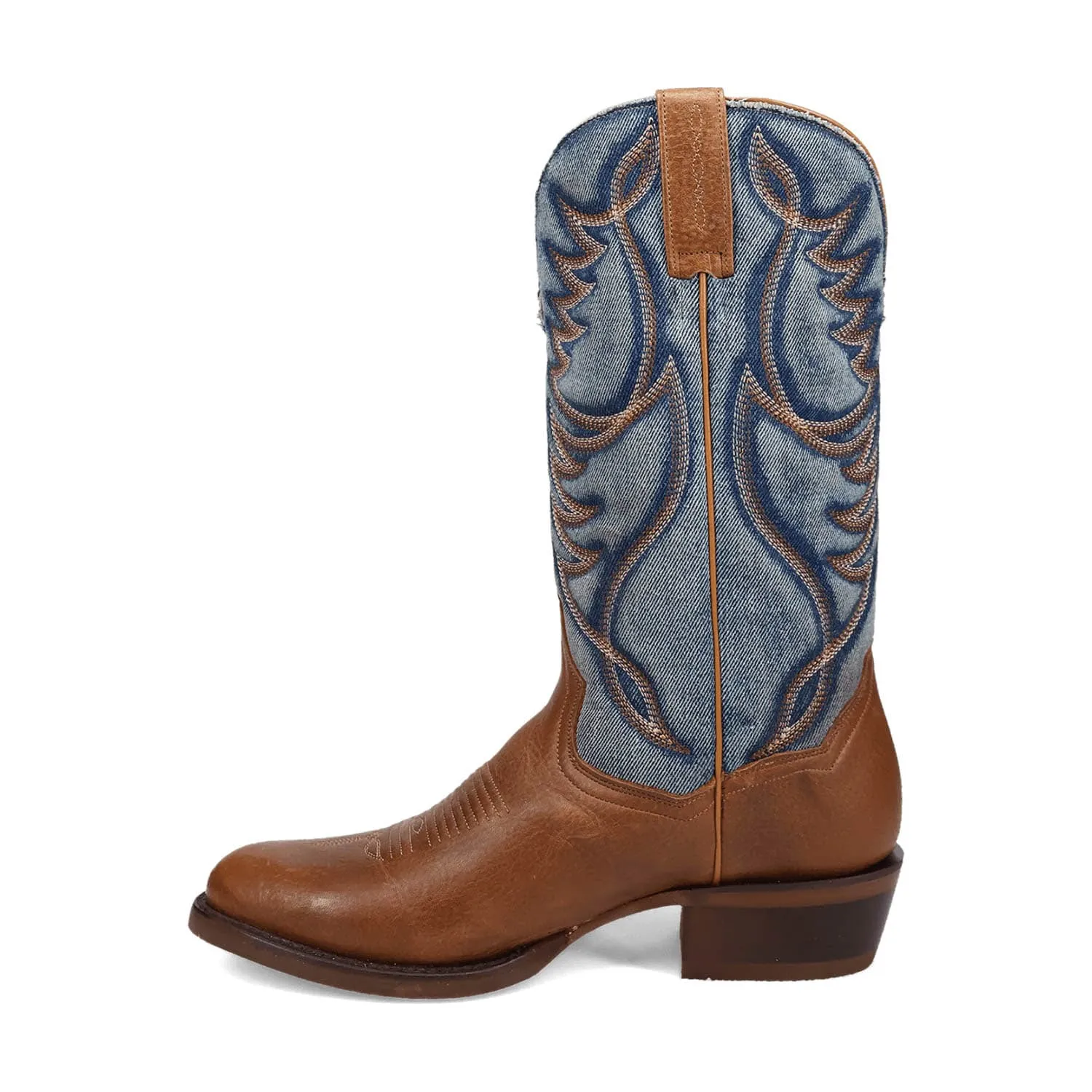 Dan Post Mens Bullock Tan/Denim Leather Cowboy Boots 13 D