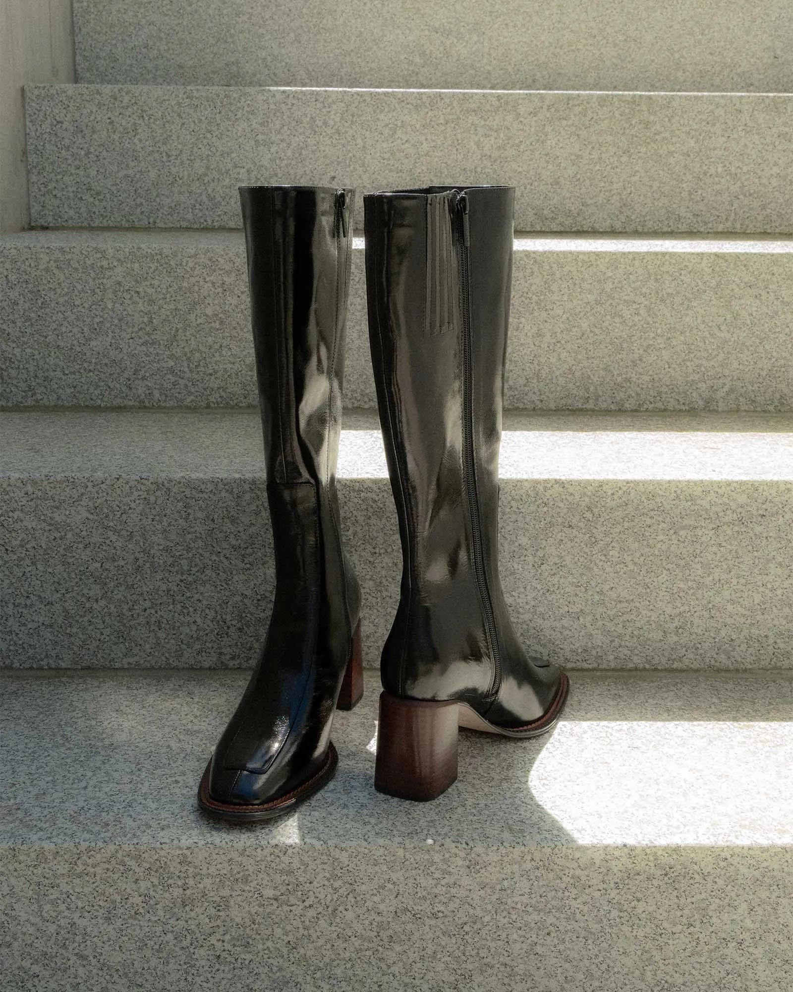 DIVINE KNEE BOOTS BLACK LEATHER
