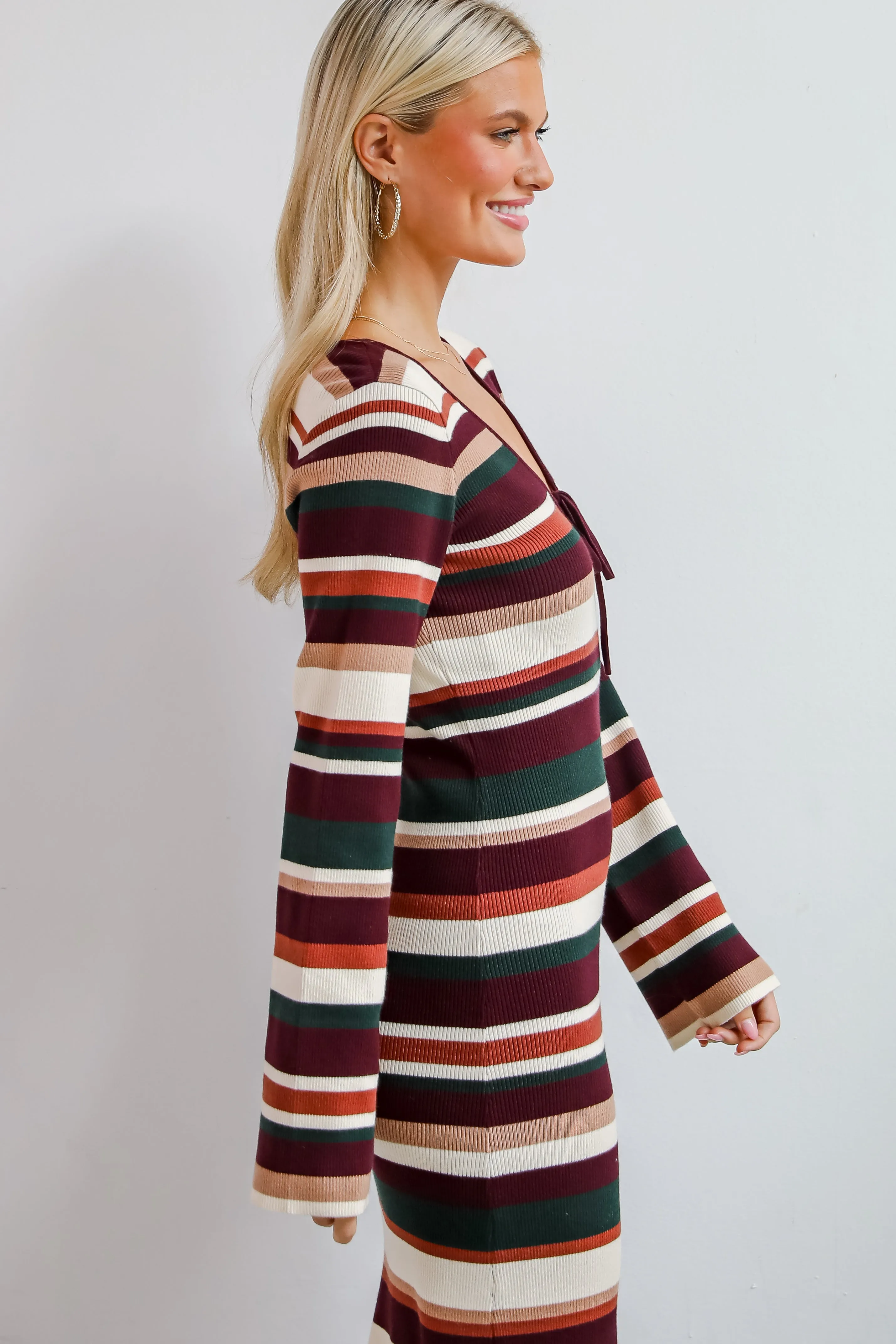 FINAL SALE - Comforting Cuteness Multi Striped Knit Maxi Dress
