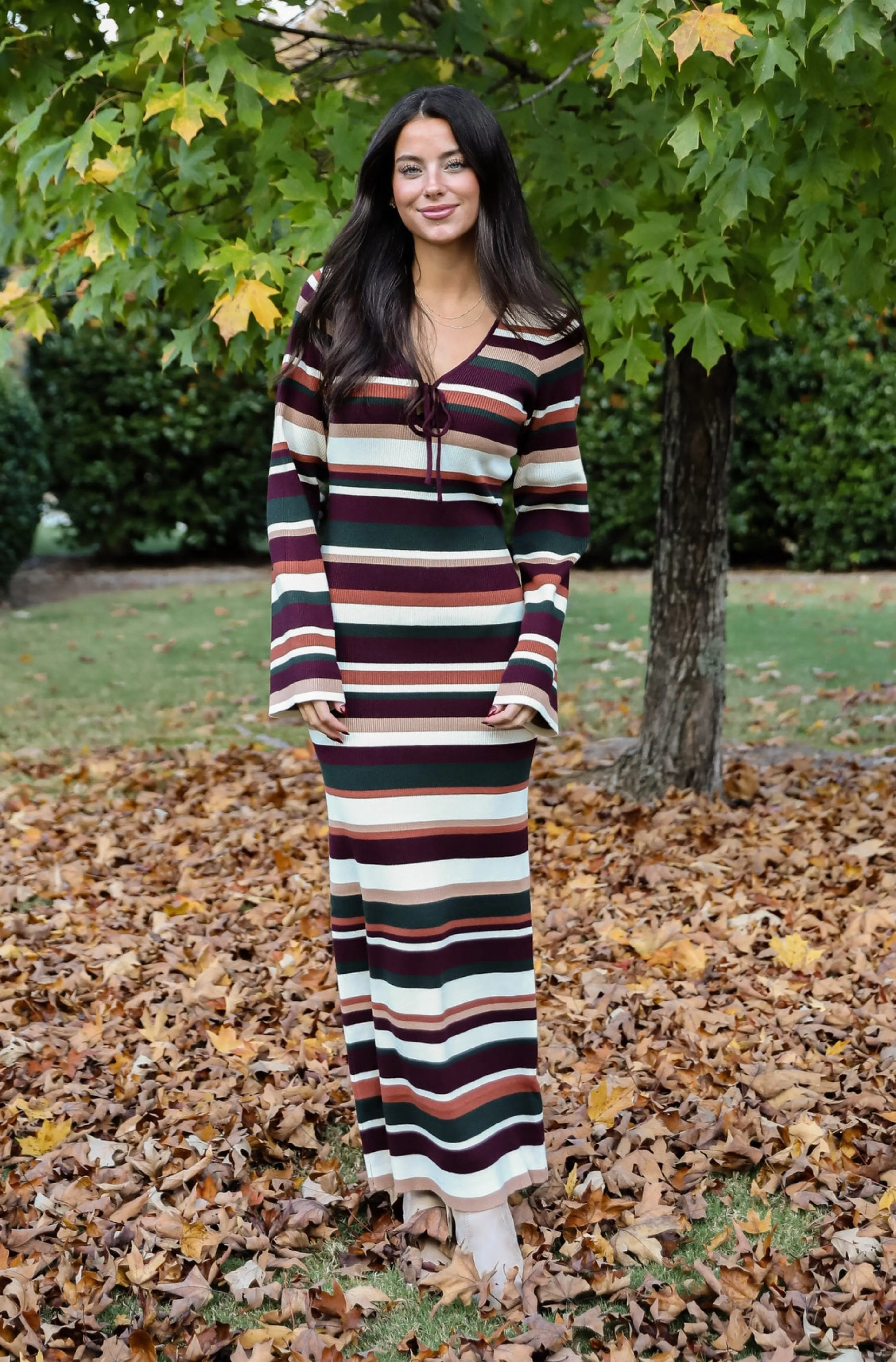 FINAL SALE - Comforting Cuteness Multi Striped Knit Maxi Dress