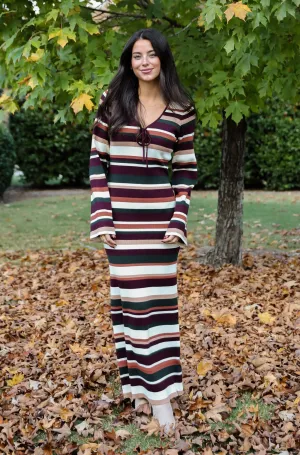 FINAL SALE - Comforting Cuteness Multi Striped Knit Maxi Dress