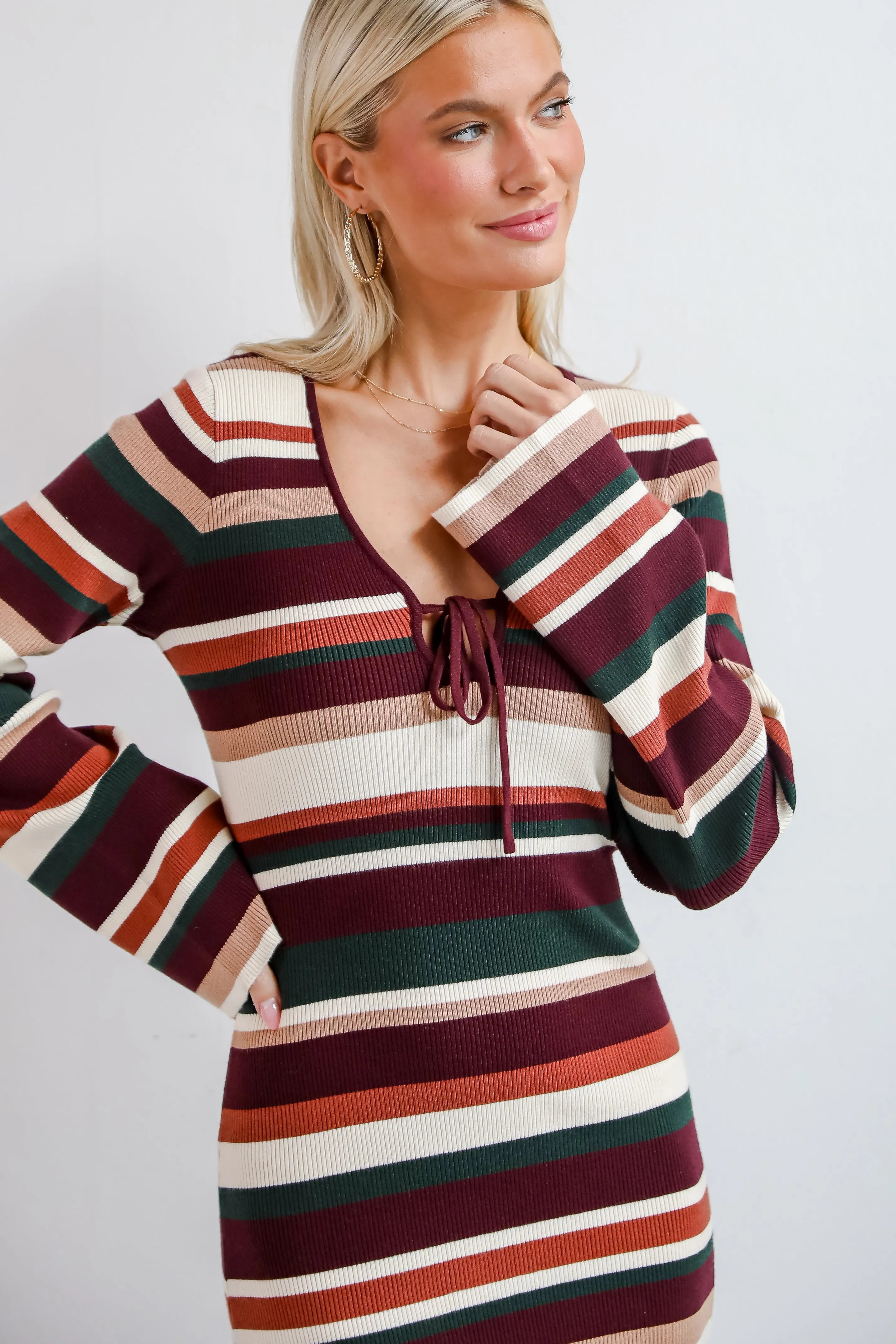FINAL SALE - Comforting Cuteness Multi Striped Knit Maxi Dress