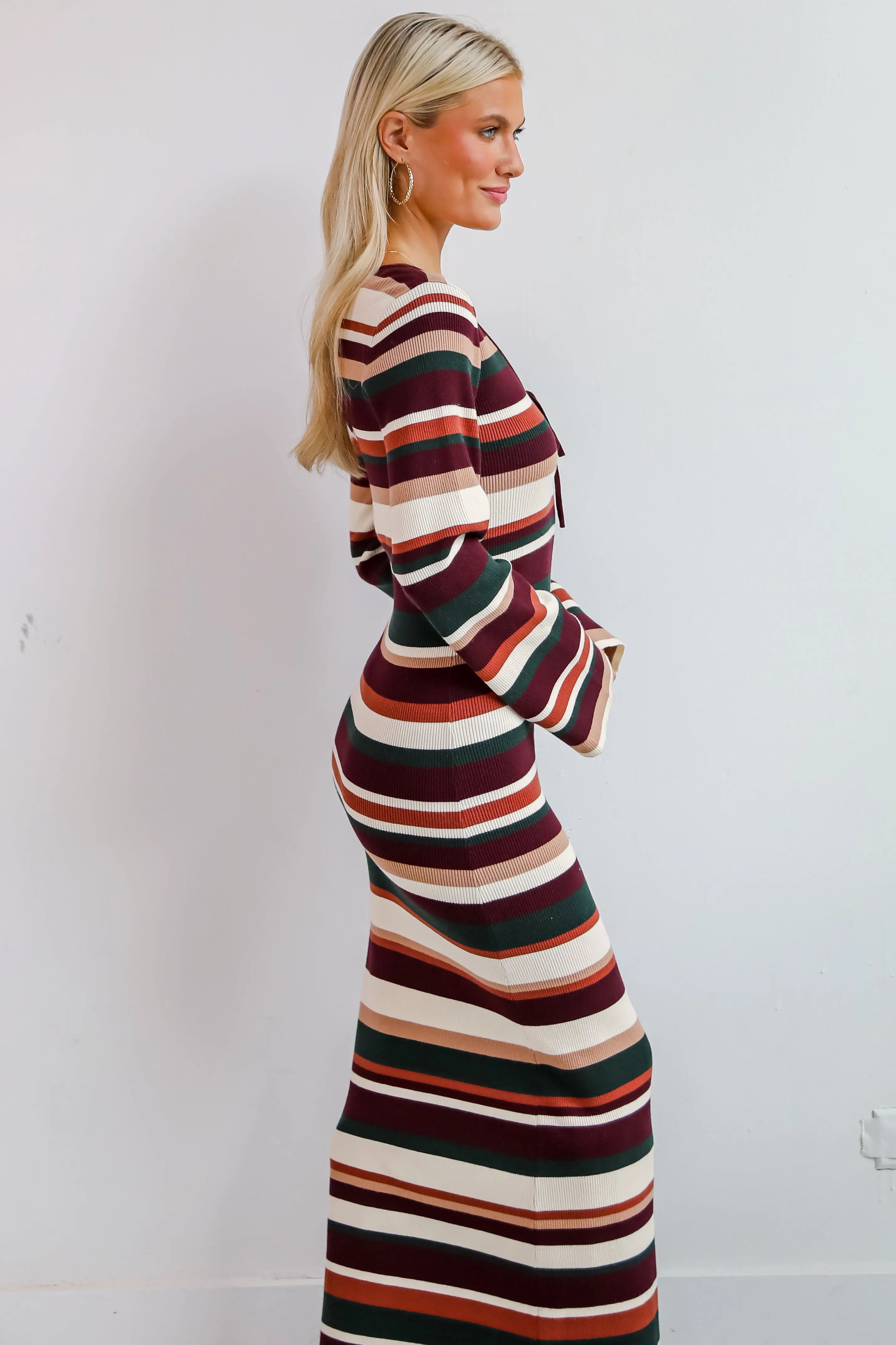 FINAL SALE - Comforting Cuteness Multi Striped Knit Maxi Dress