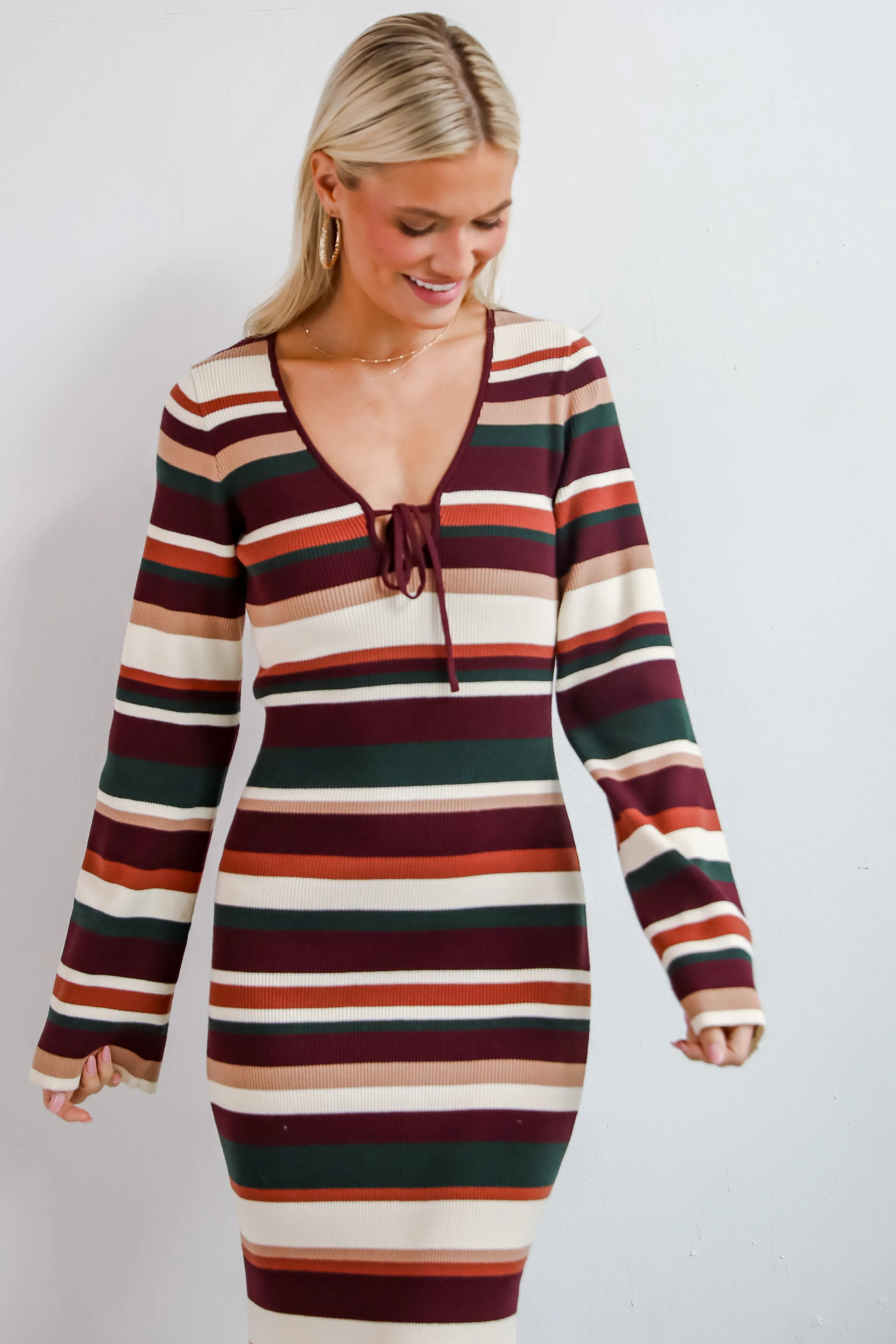 FINAL SALE - Comforting Cuteness Multi Striped Knit Maxi Dress