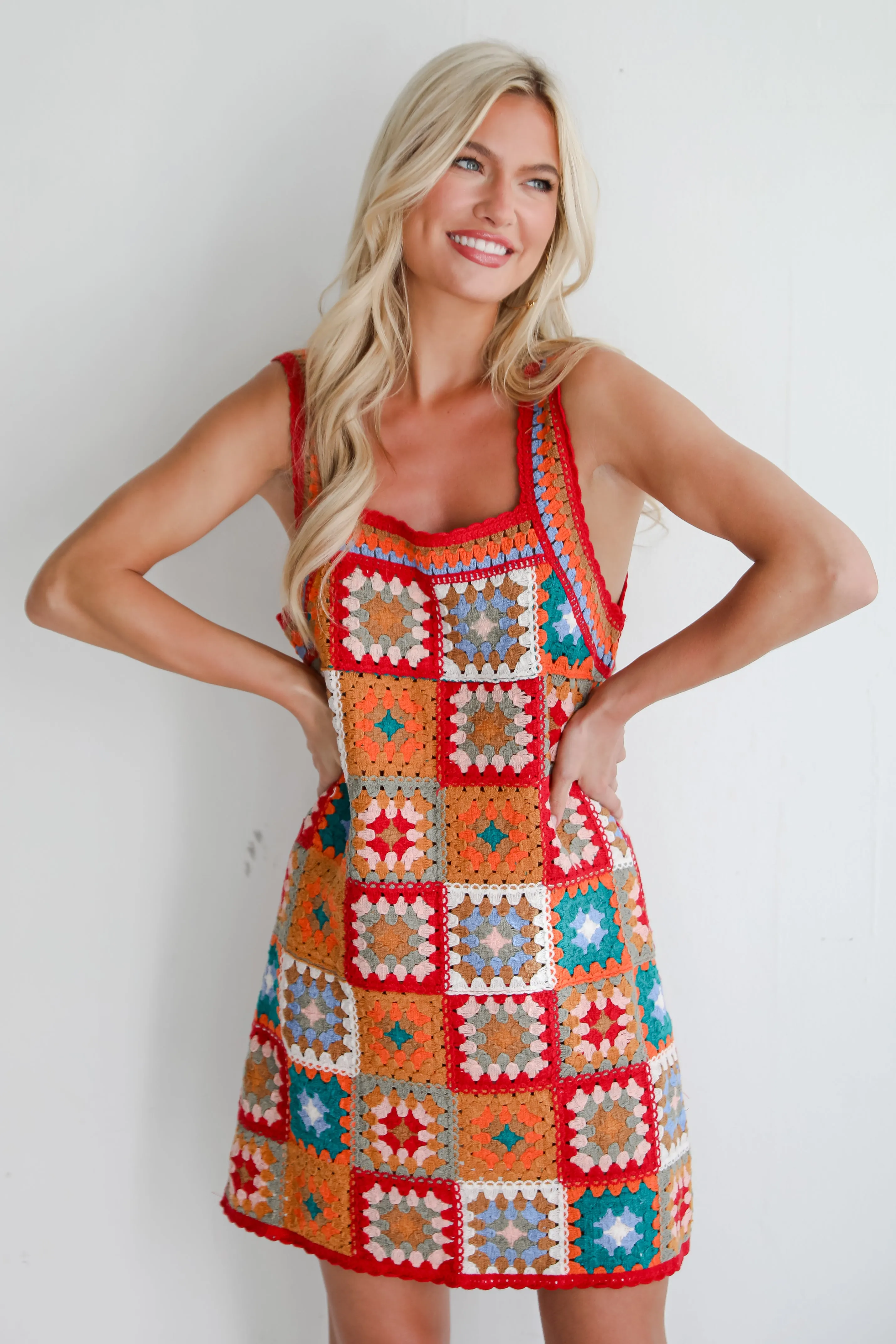 FINAL SALE - Destined For Bliss Crochet Knit Mini Dress