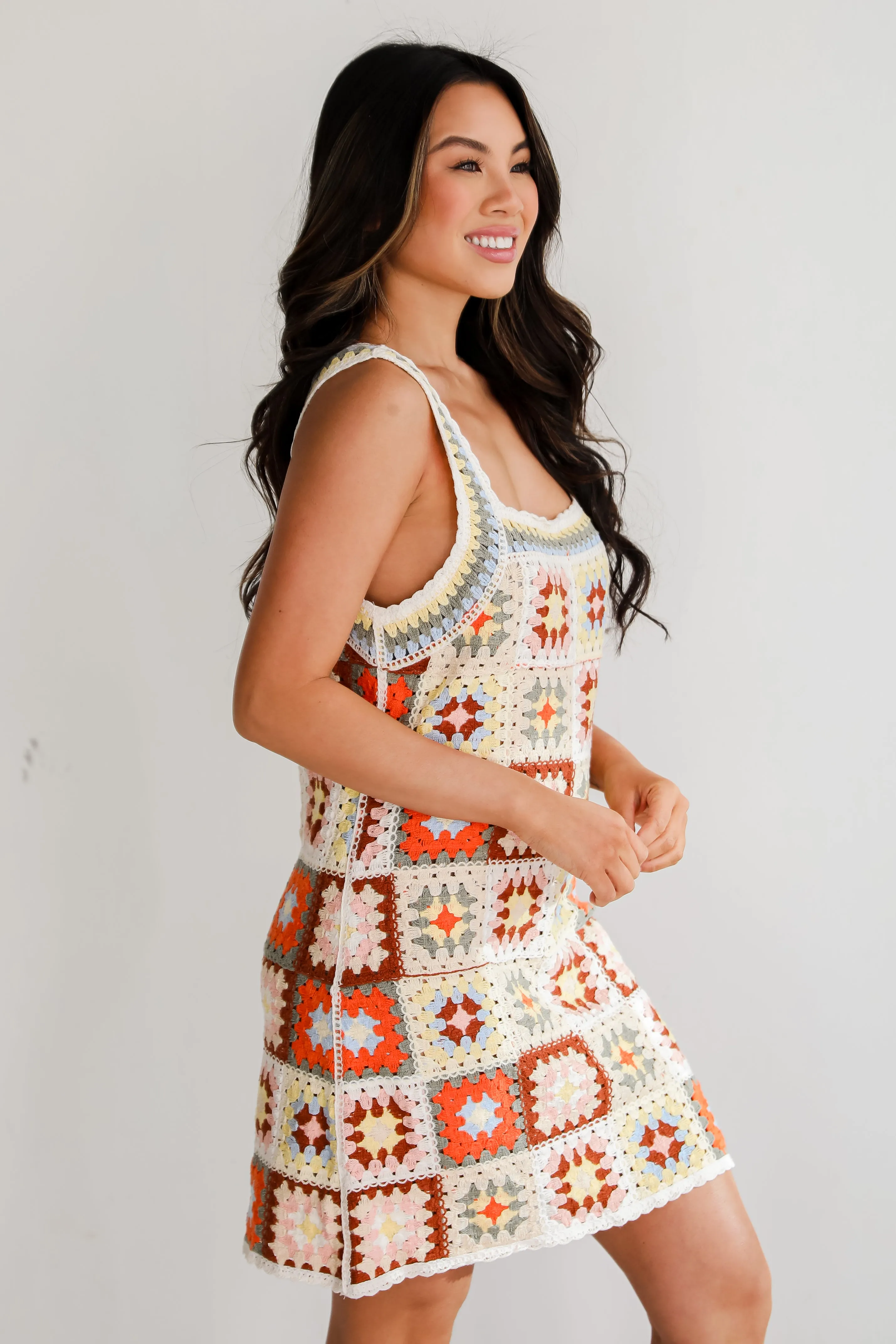 FINAL SALE - Destined For Bliss Crochet Knit Mini Dress