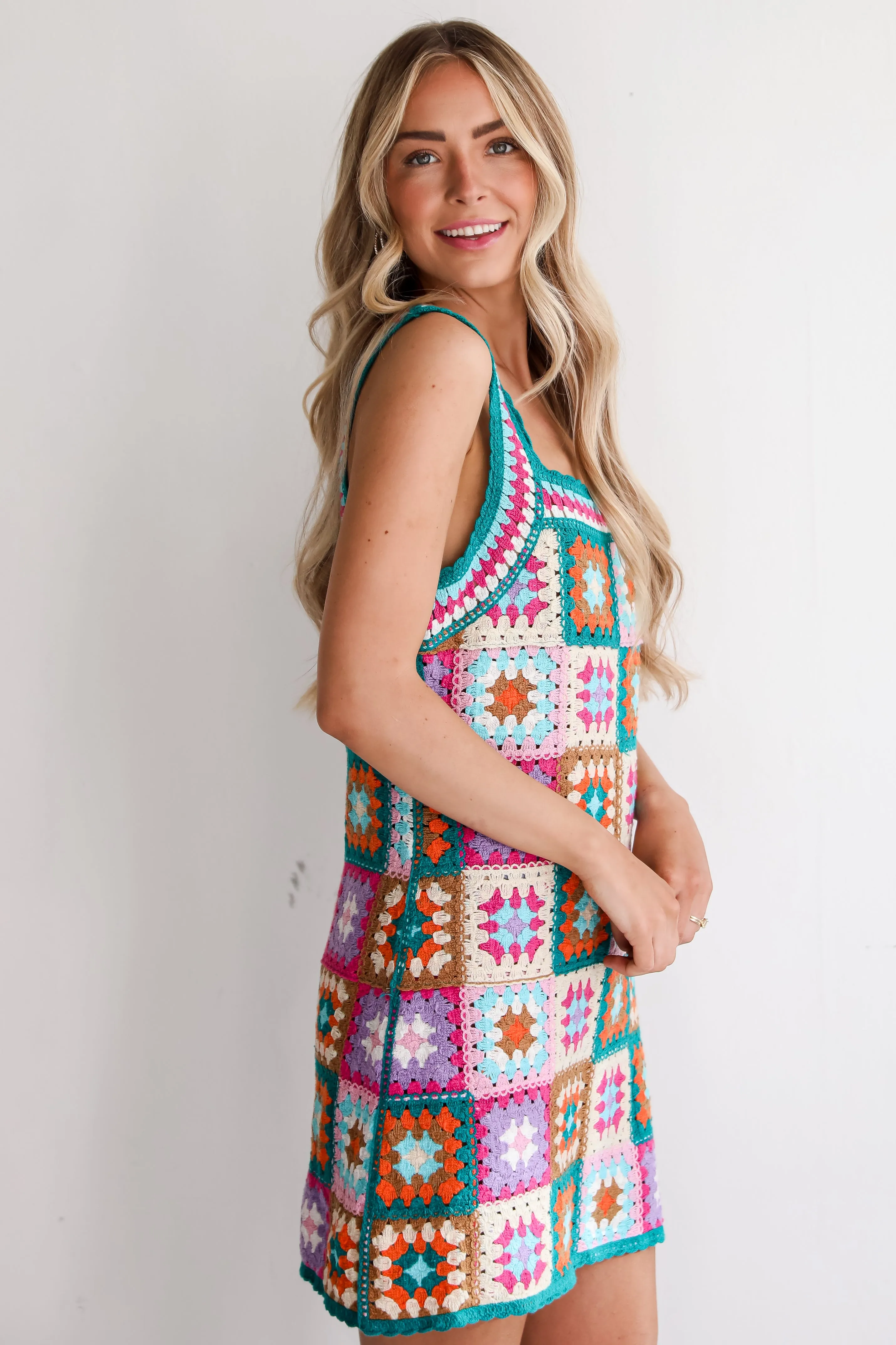 FINAL SALE - Destined For Bliss Crochet Knit Mini Dress