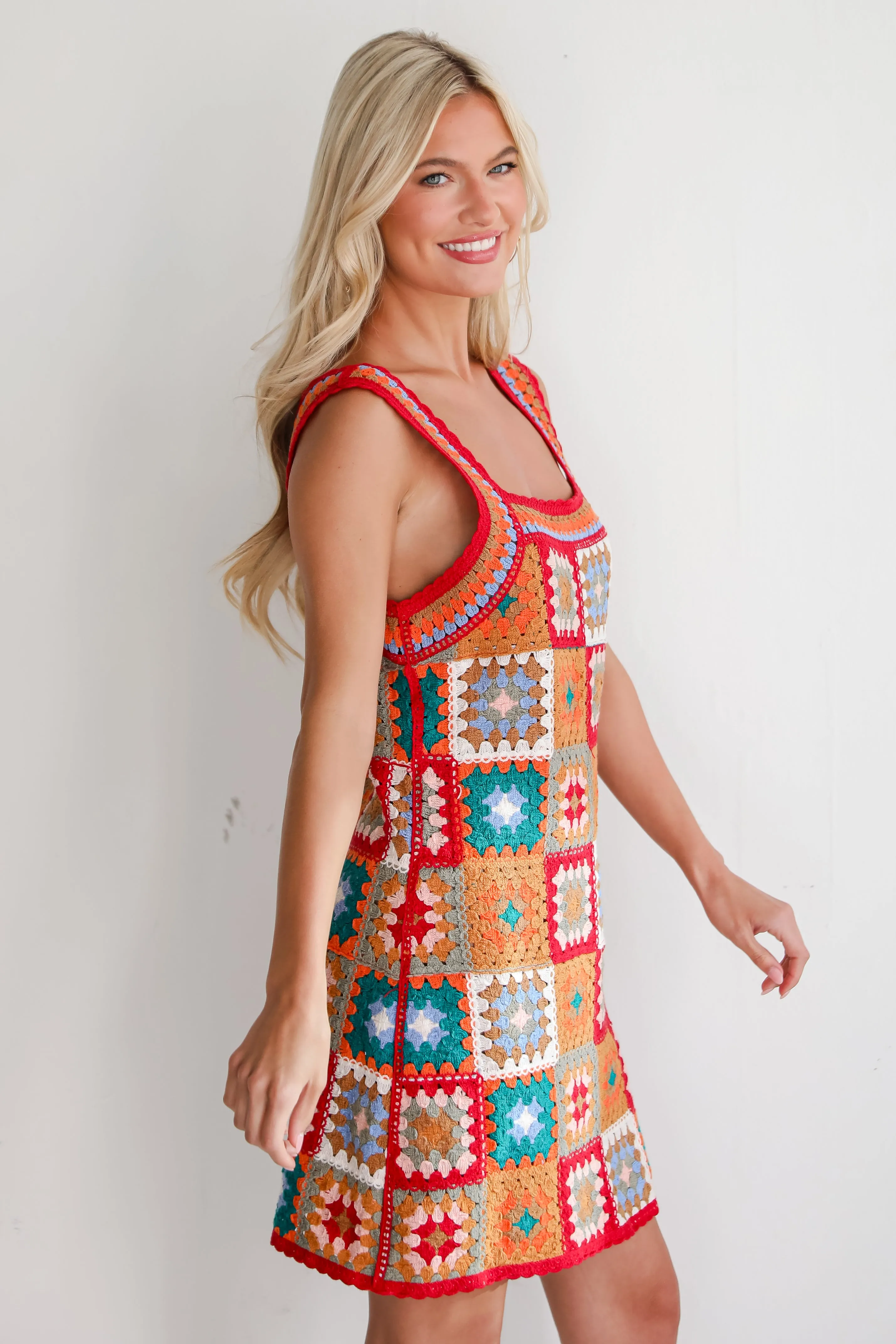 FINAL SALE - Destined For Bliss Crochet Knit Mini Dress