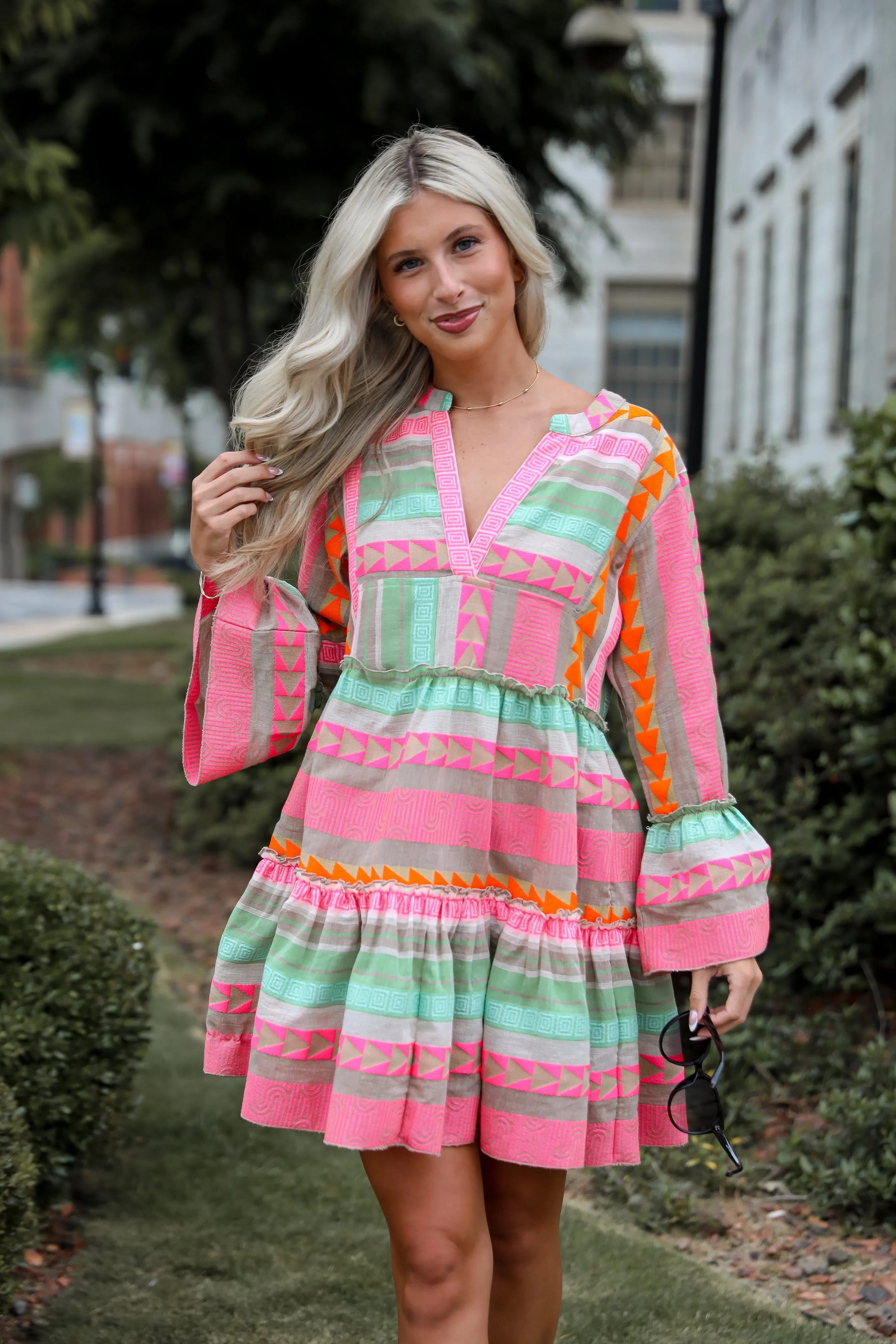 FINAL SALE - Inspiring Always Multi Aztec Print Mini Dress